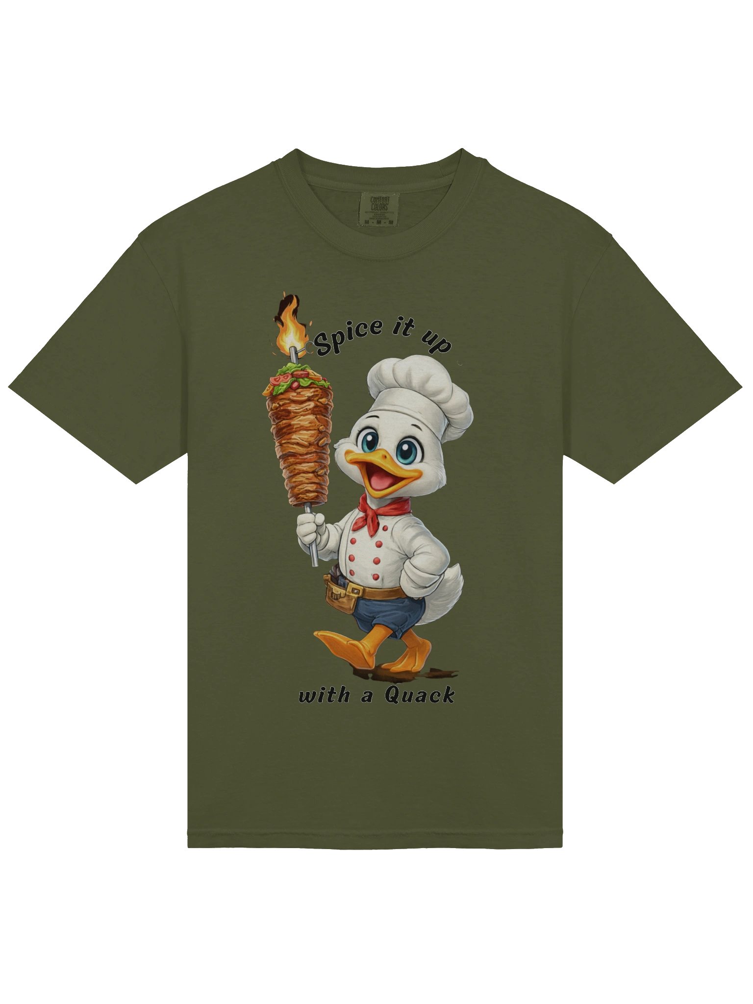 Spice It Up: Chef Duck's Flaming Kebab Flame-Grilled Duck Chef T-Shirt product image (18)
