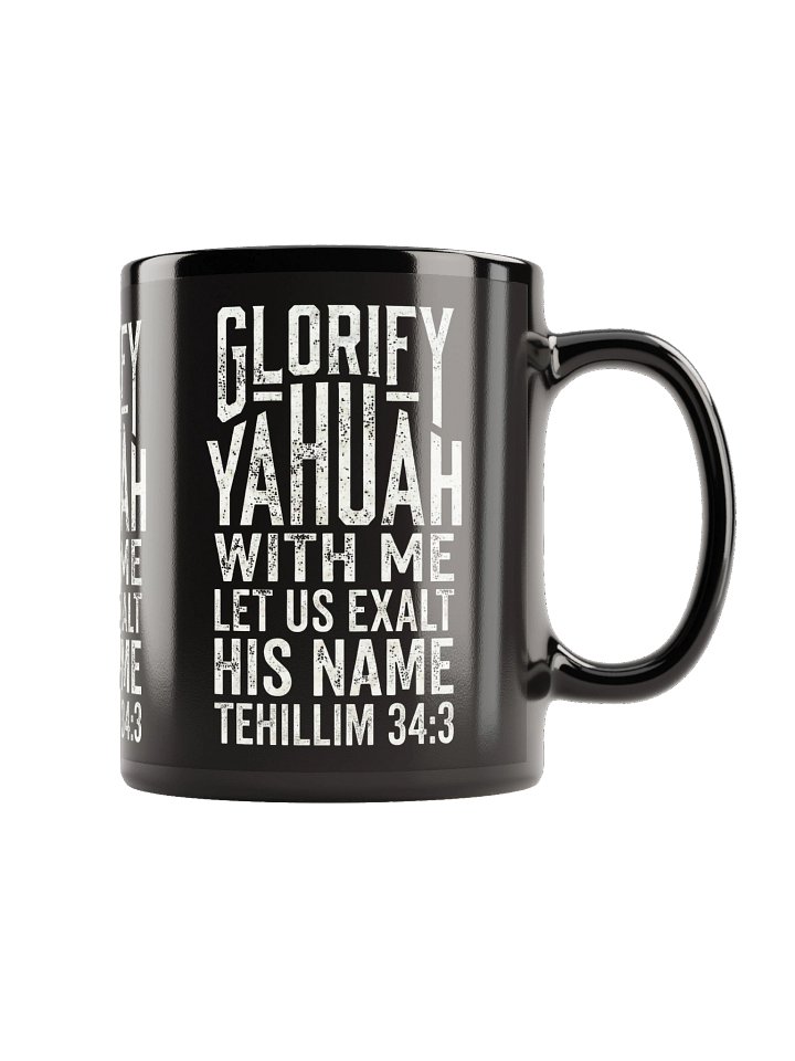 Glorify YAHUAH With Me Black Glossy Mug | Tehillim 34:3 Scripture Cup product image (1)