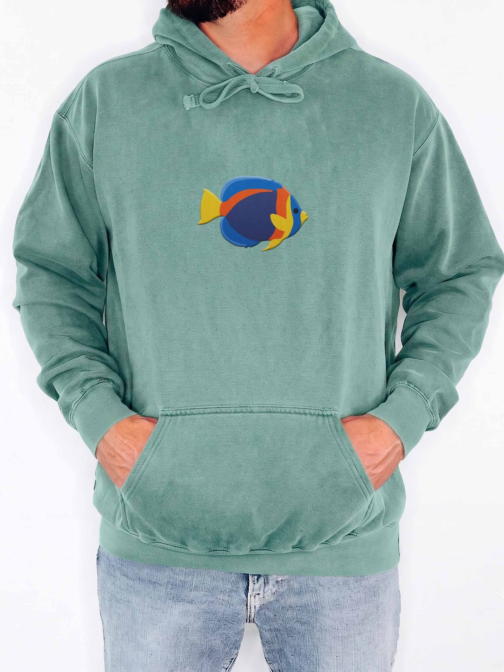 Scribbled Angelfish Premium Hooded Sweatshirt (Embroidered) for Reef and Marine Aquarium Lovers product image (2)