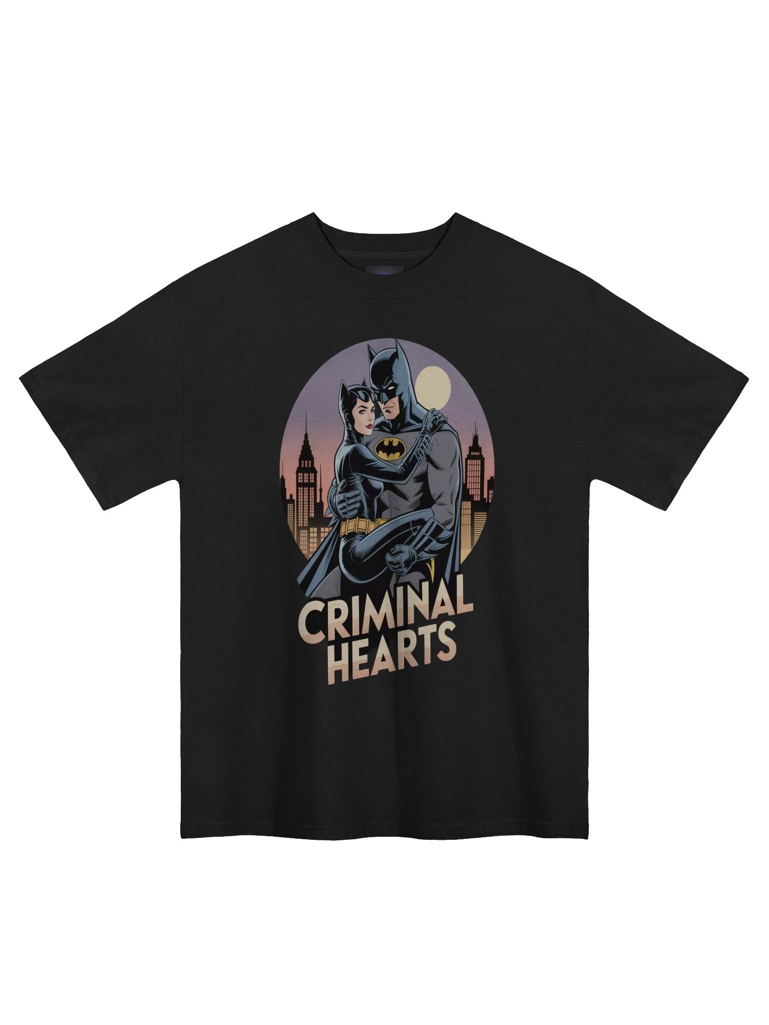 Criminal Hearts: Batman & Catwoman Forbidden Embrace Oversized Faded T-Shirt product image (3)