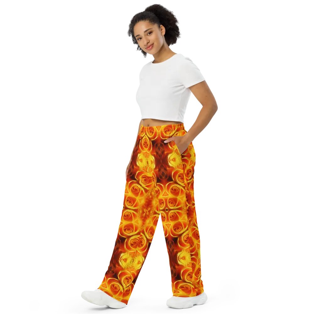 Orange Flower Petal Kaleidoscope Wideleg Pants product image (10)