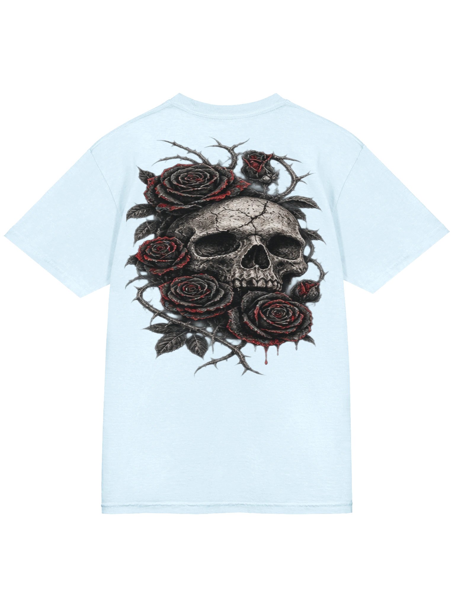 GOTHIC SKULL & BLOODY ROSES DOUBLE-SIDED GRAPHIC T-SHIRT | DARK ROMANCE TEE product image (8)
