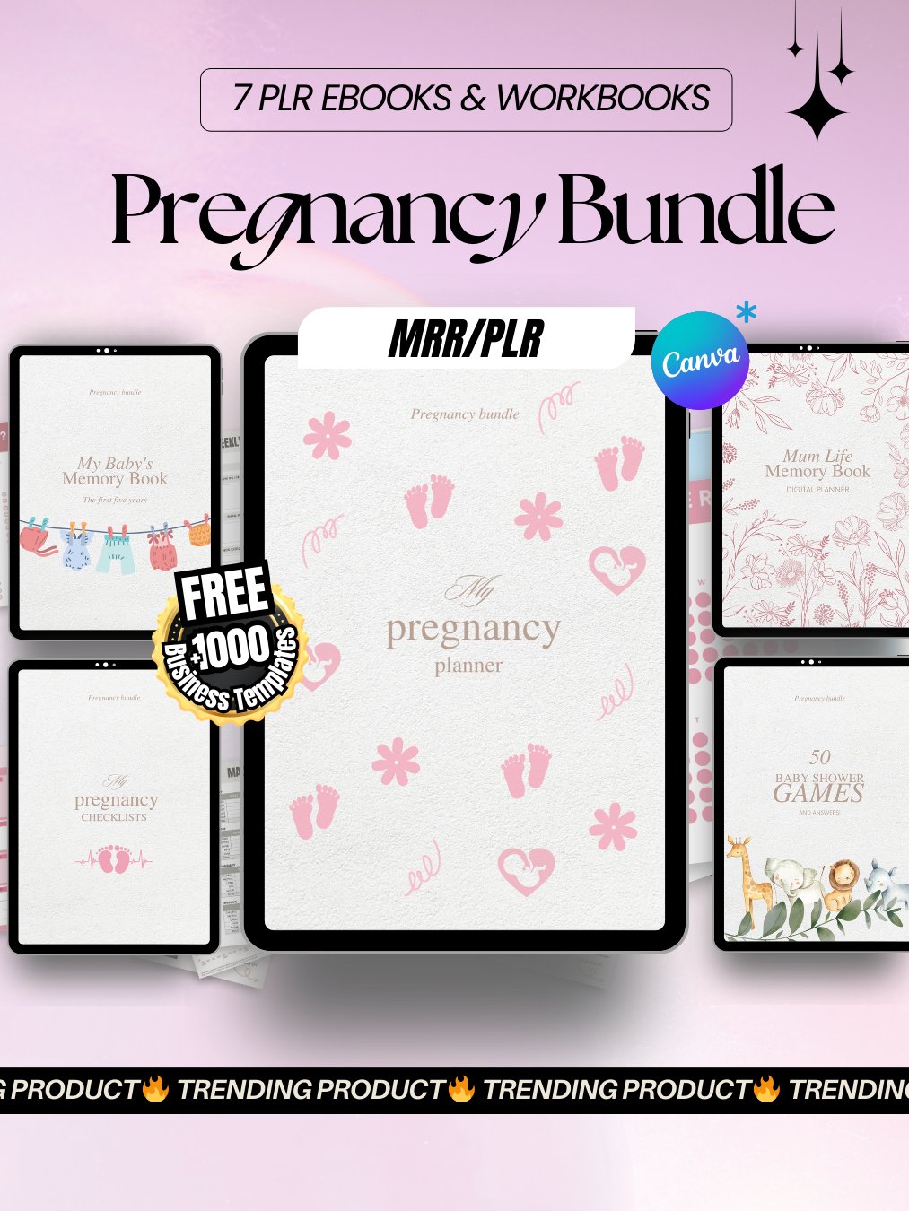 Pregnancy eBook Bundle | 7 Digital Products for New Moms | MRR PLR Bundle product image (1)
