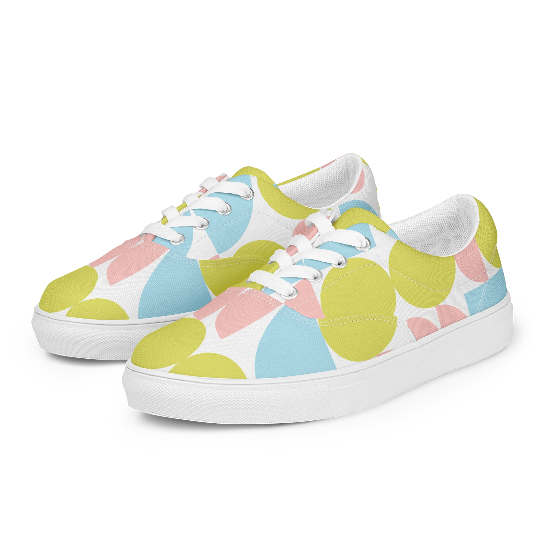 Retro Pastel Geometric Lace-Up Shoes For Women product image (2)