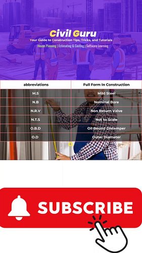 Short forms used in Construction #construction #civilengineering #costing #estimate #ebook #bbs