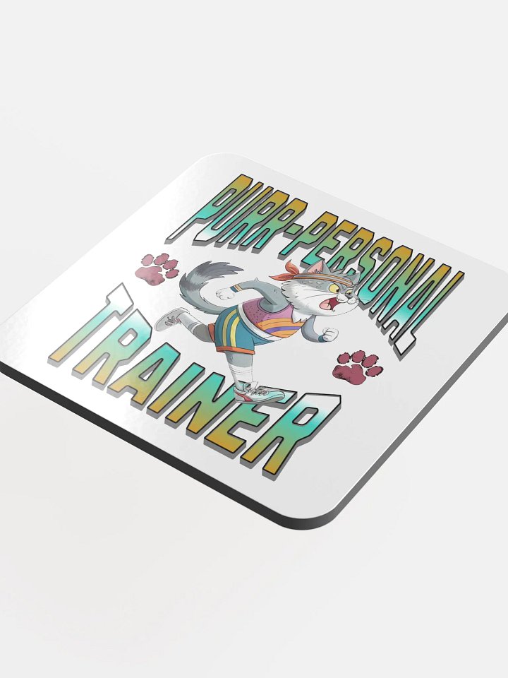 Purr Personal Trainer Cat Cork Coaster product image (1)