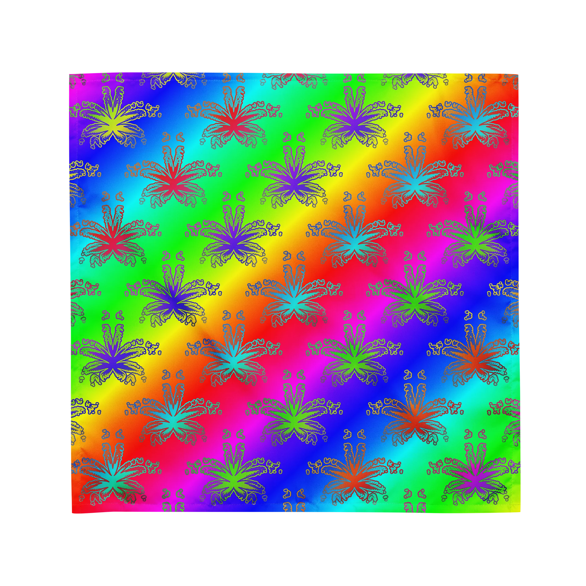 Neon Rainbow Reefer Rave Bandana, Queer Pride Cannabis Leaf Art Fashion Accessory product image (1)