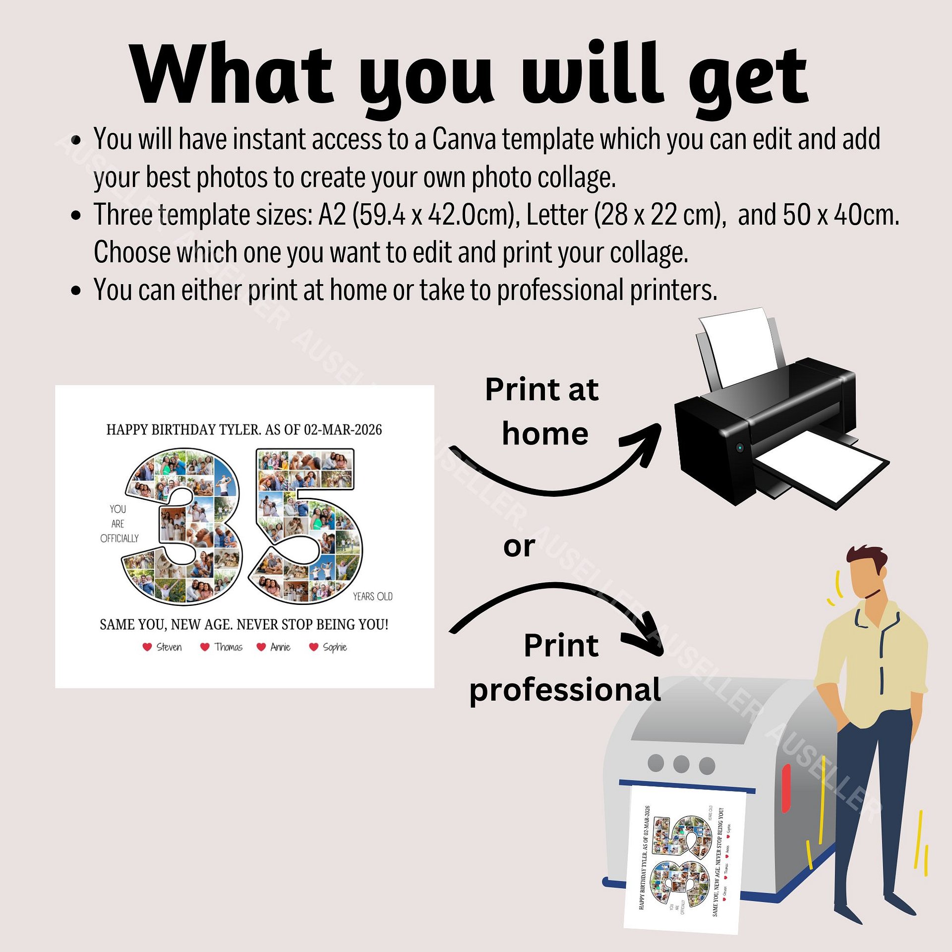 35th Birthday Photo Collage Poster - Canva Template product image (2)