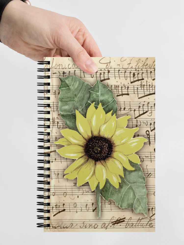 Distressed Watercolor Sunflower Print on Sheet Music product image (6)
