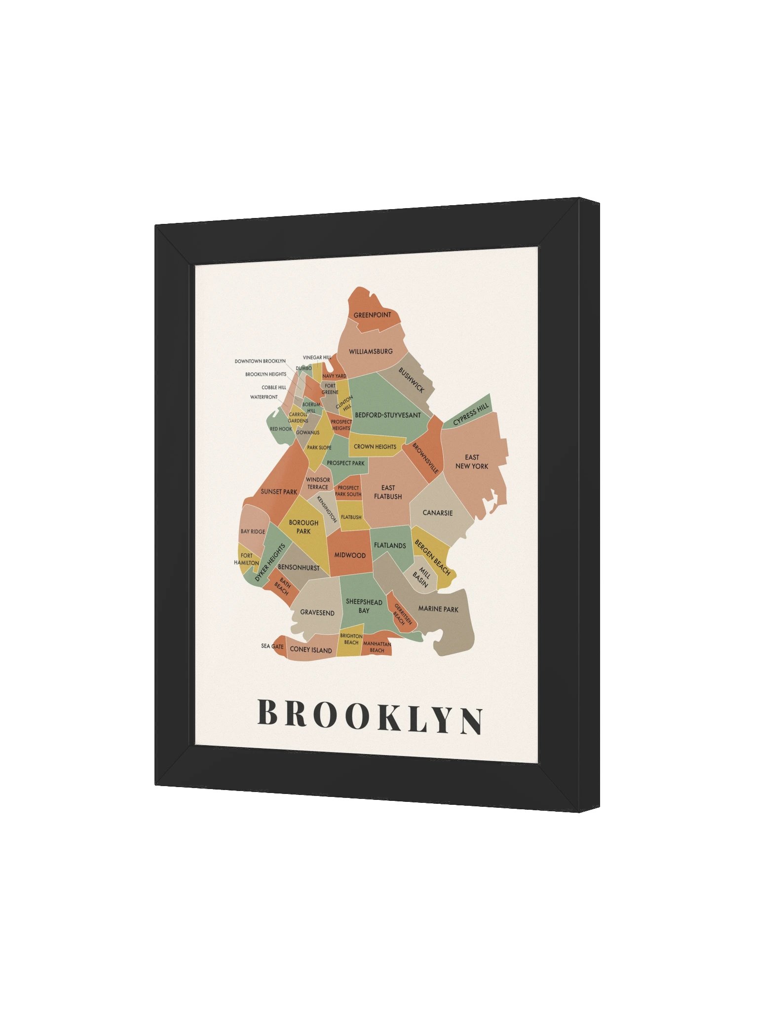 Brooklyn Neighborhood Map (Earth) | Framed product image (3)