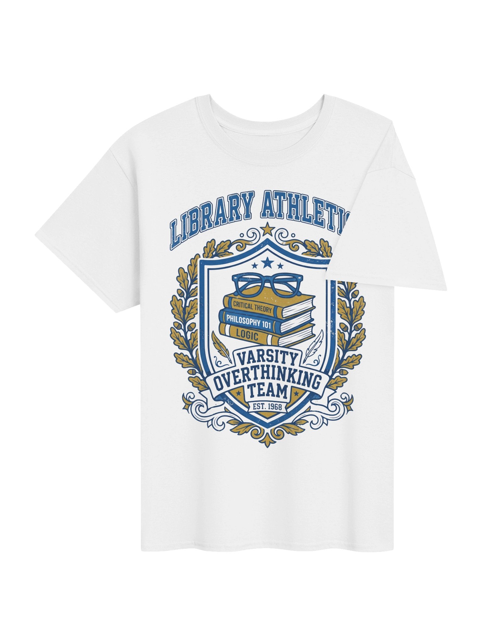 Varsity Overthinking Team Library Athletics Collegiate Funny T-Shirt product image (4)