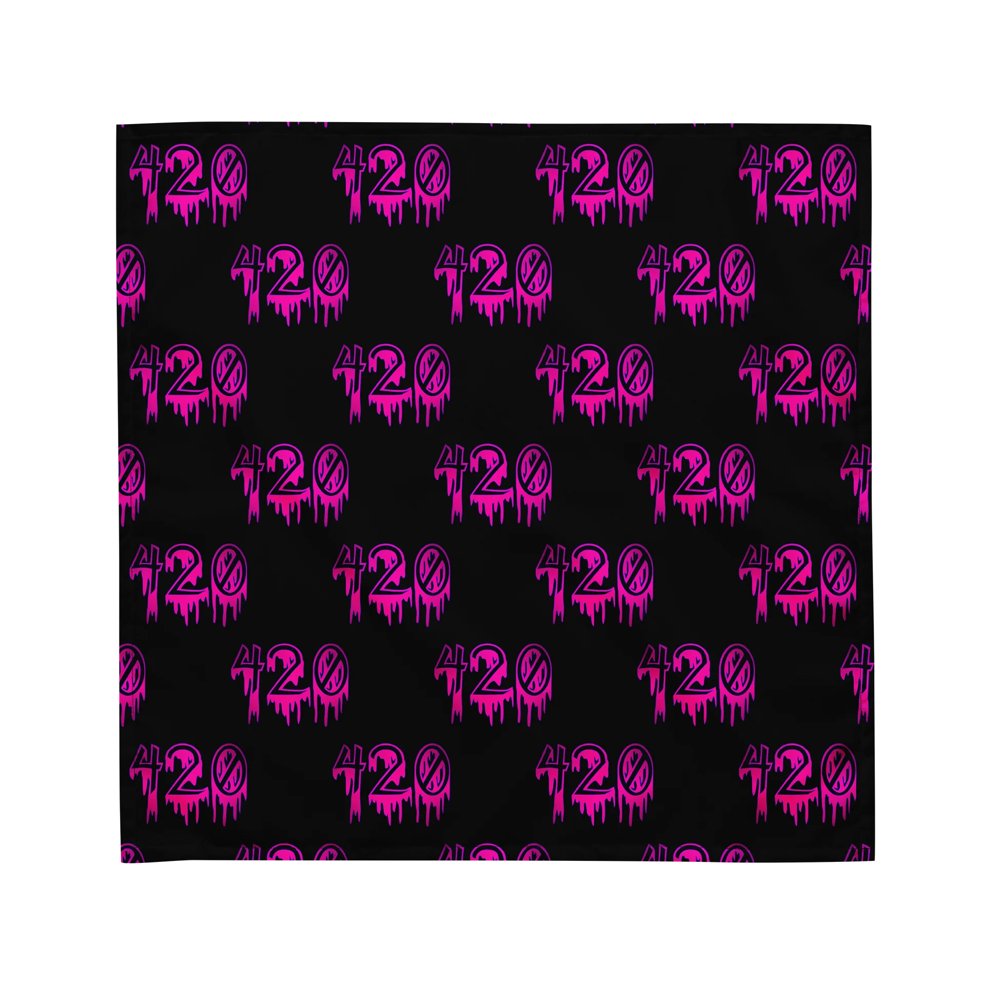 Twisted 420 Horror Stoner Style Bandana, Black Neon Pink Creepy Cannabis Accessory product image (1)