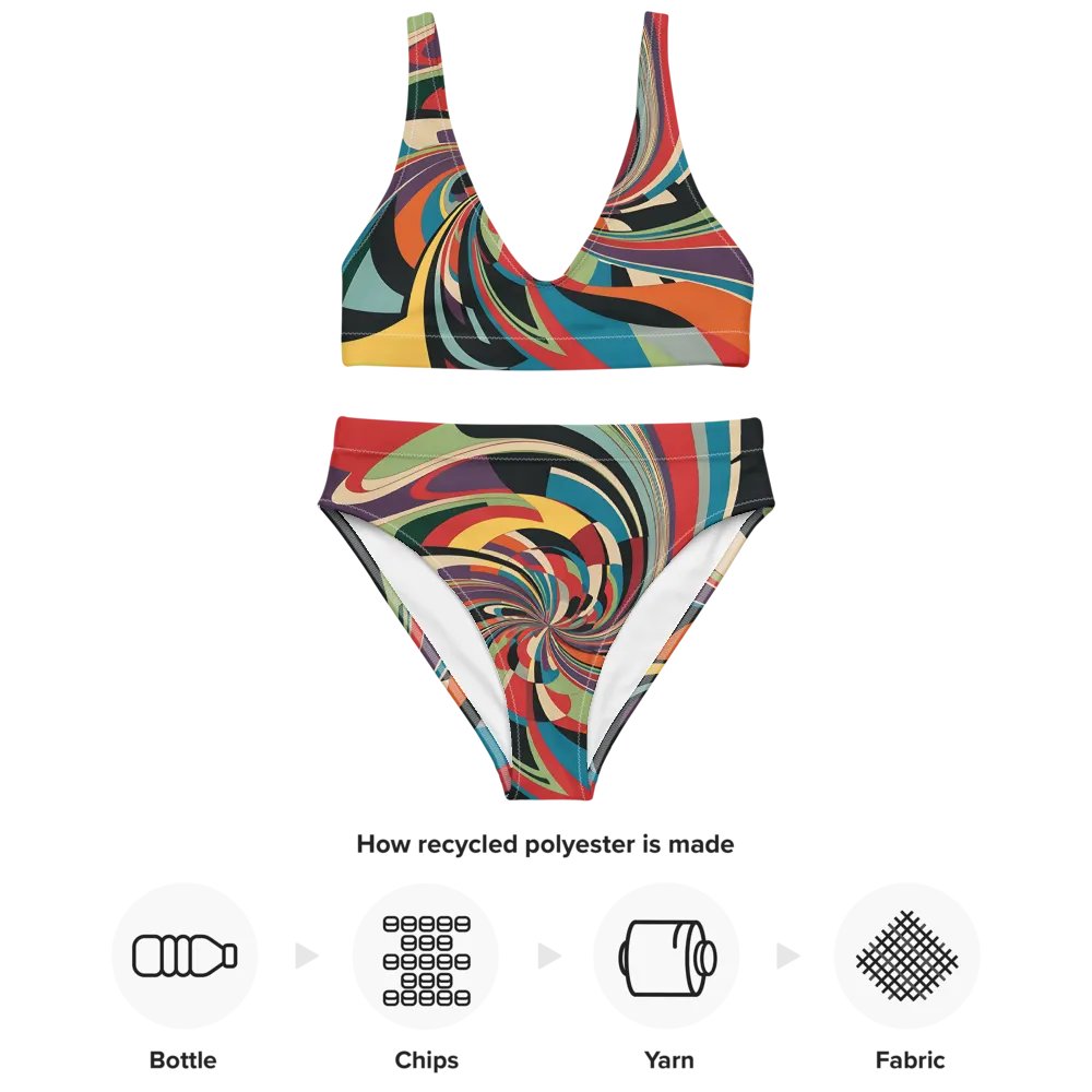 Abstract Lithographic Pattern Design High Waisted Bikini - V12 product image (3)