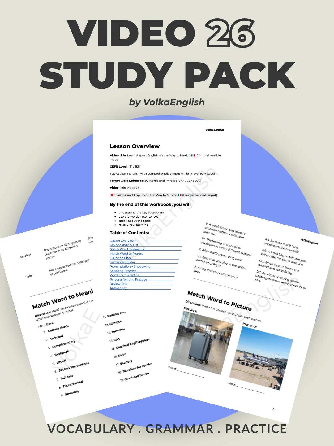 Learn Airport English on the Way to Mexico 🇲🇽 (Comprehensible input) - Video 26 Study Pack product image (1)