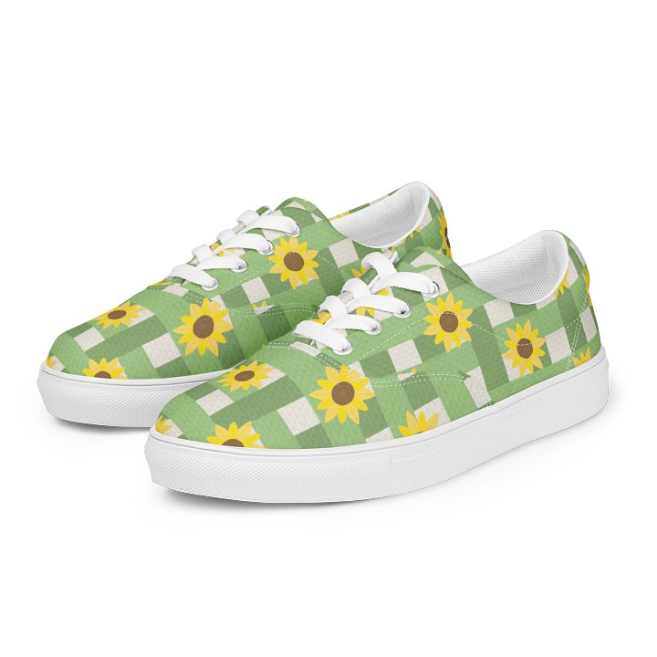 Sunflower Gingham Pattern Lace-Up Shoes in Green product image (2)