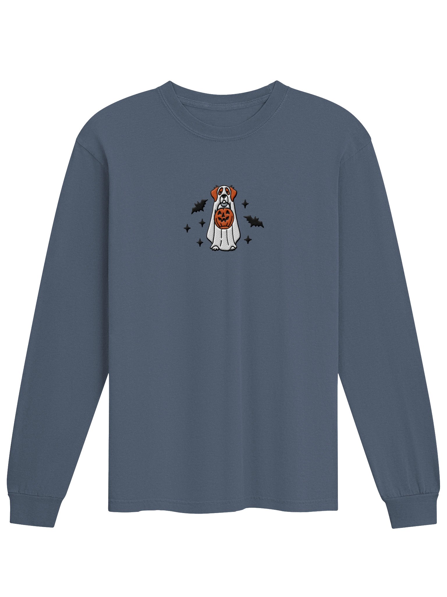 Halloween Brittany Spaniel(Orange & White) Embroidered long-sleeved T-Shirt product image (4)