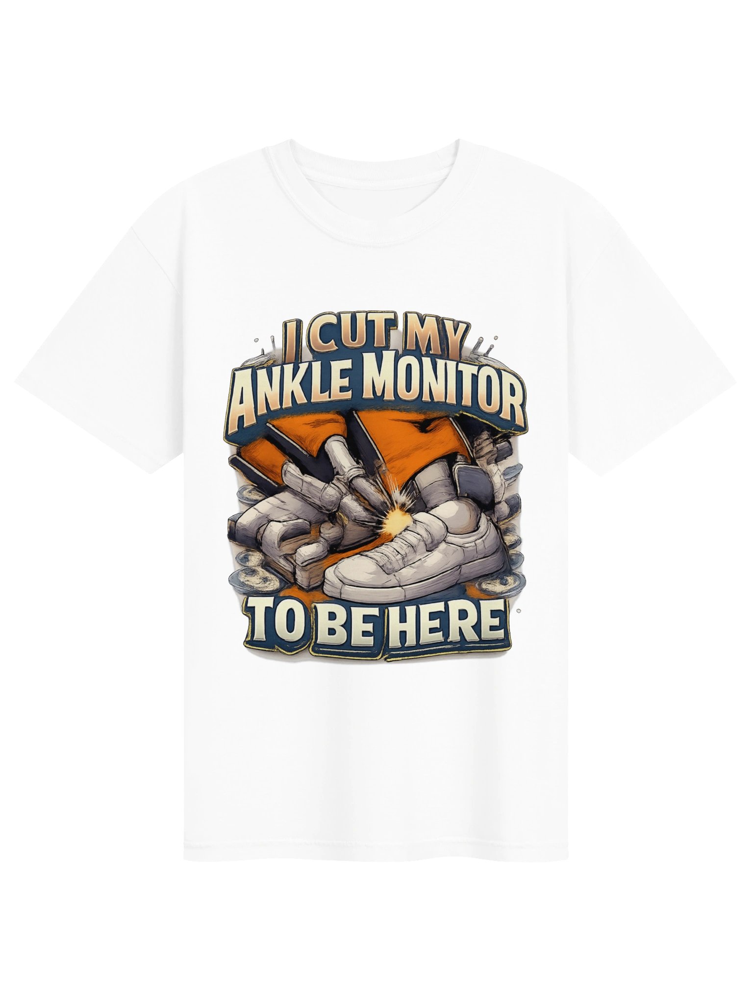 I Cut My Ankle Monitor Off To Be Here Funny T-Shirt – Sarcastic Arrest Humor Gift Shirt product image (6)