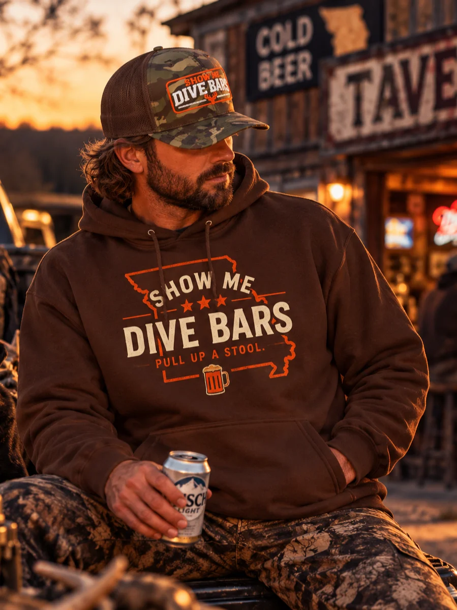 Show Me Dive Bars Outdoors Hoodie – Brown product image (5)