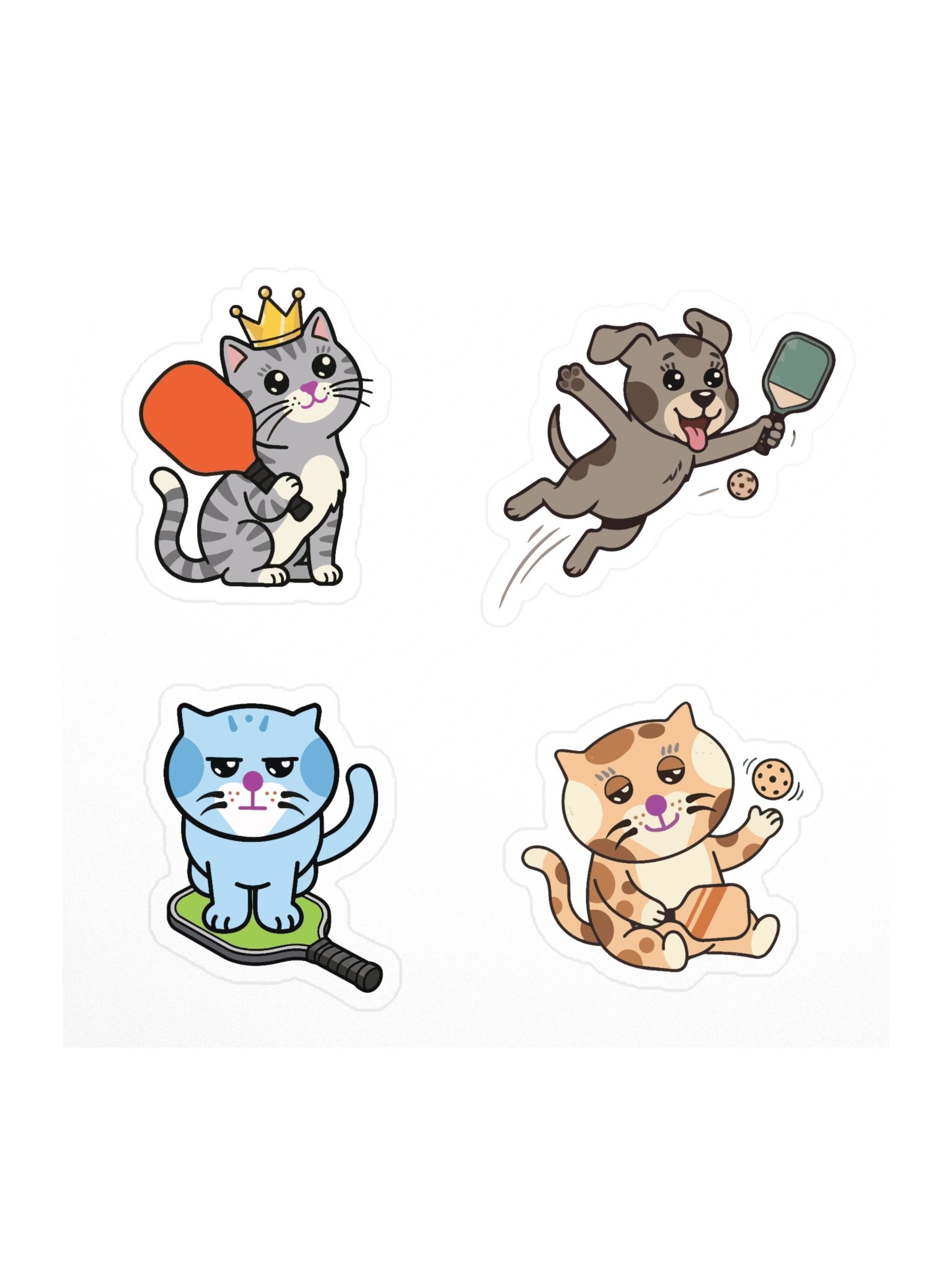 Pickleball Pack — Blu, Yogii, Peanut Kitties & Tandy the Dog Stickers product image (1)