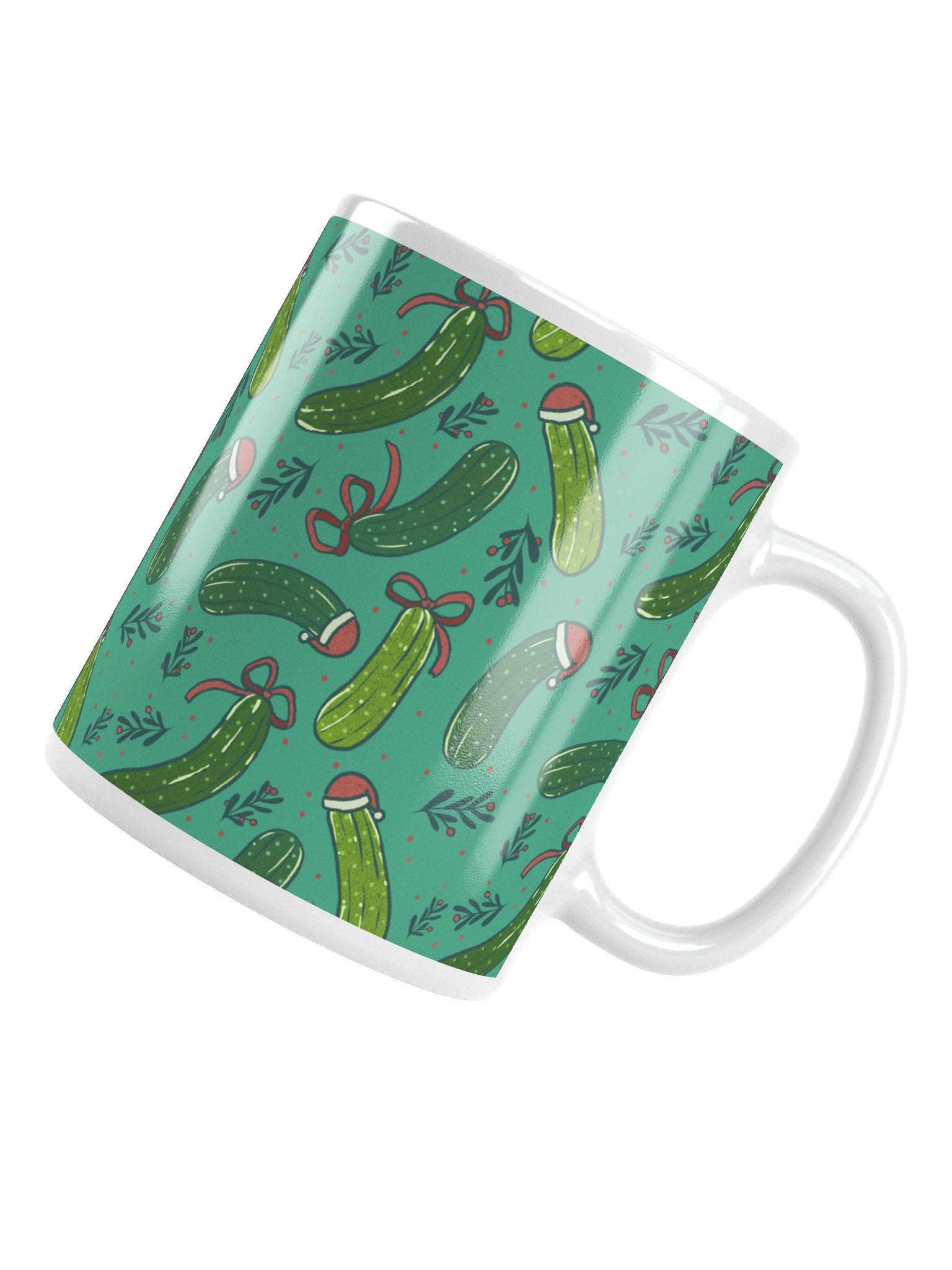 Funny Christmas Pickles Mug, Dark Green product image (6)