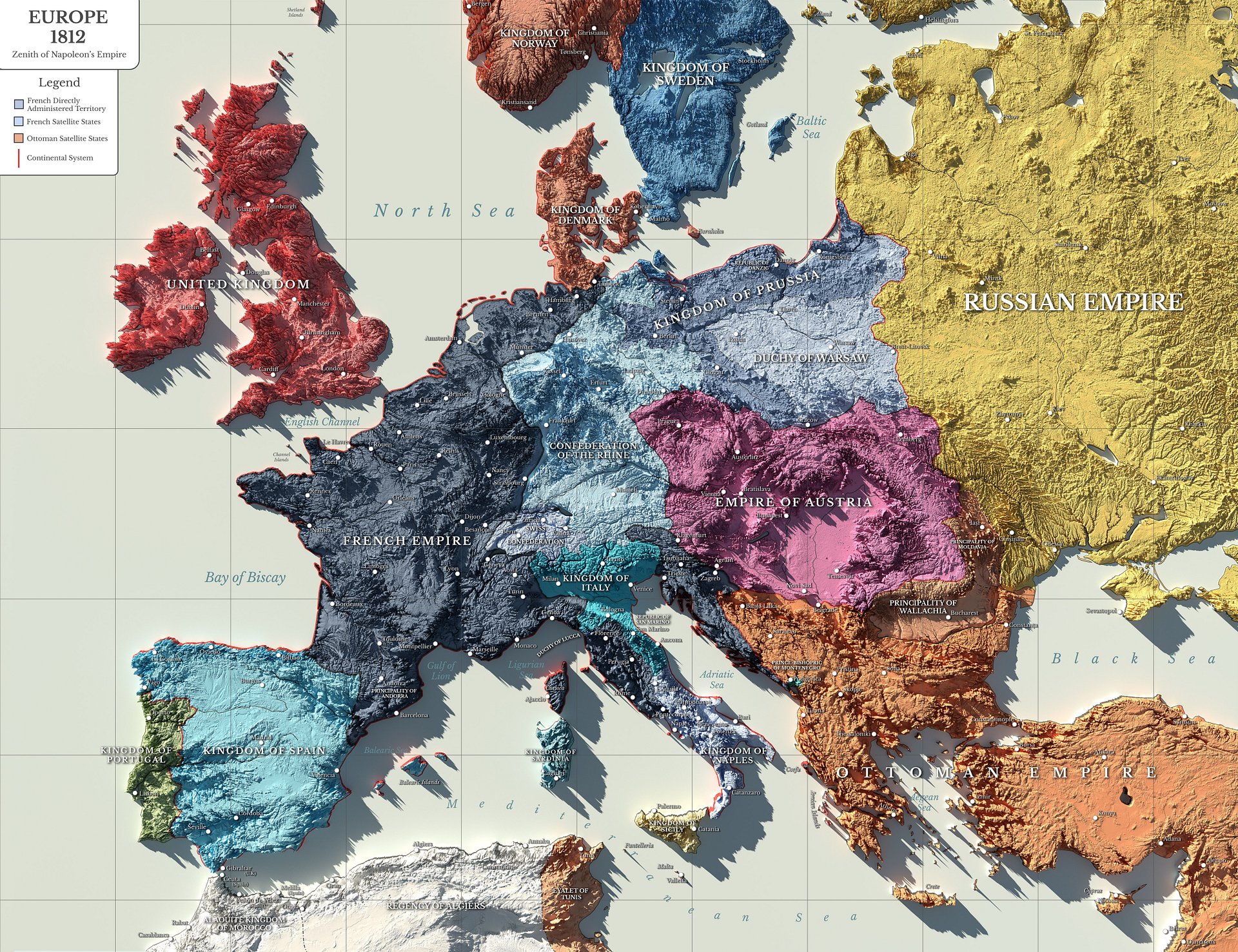 Napoleonic Europe - 1812 - Digital High Resolution Map product image (1)