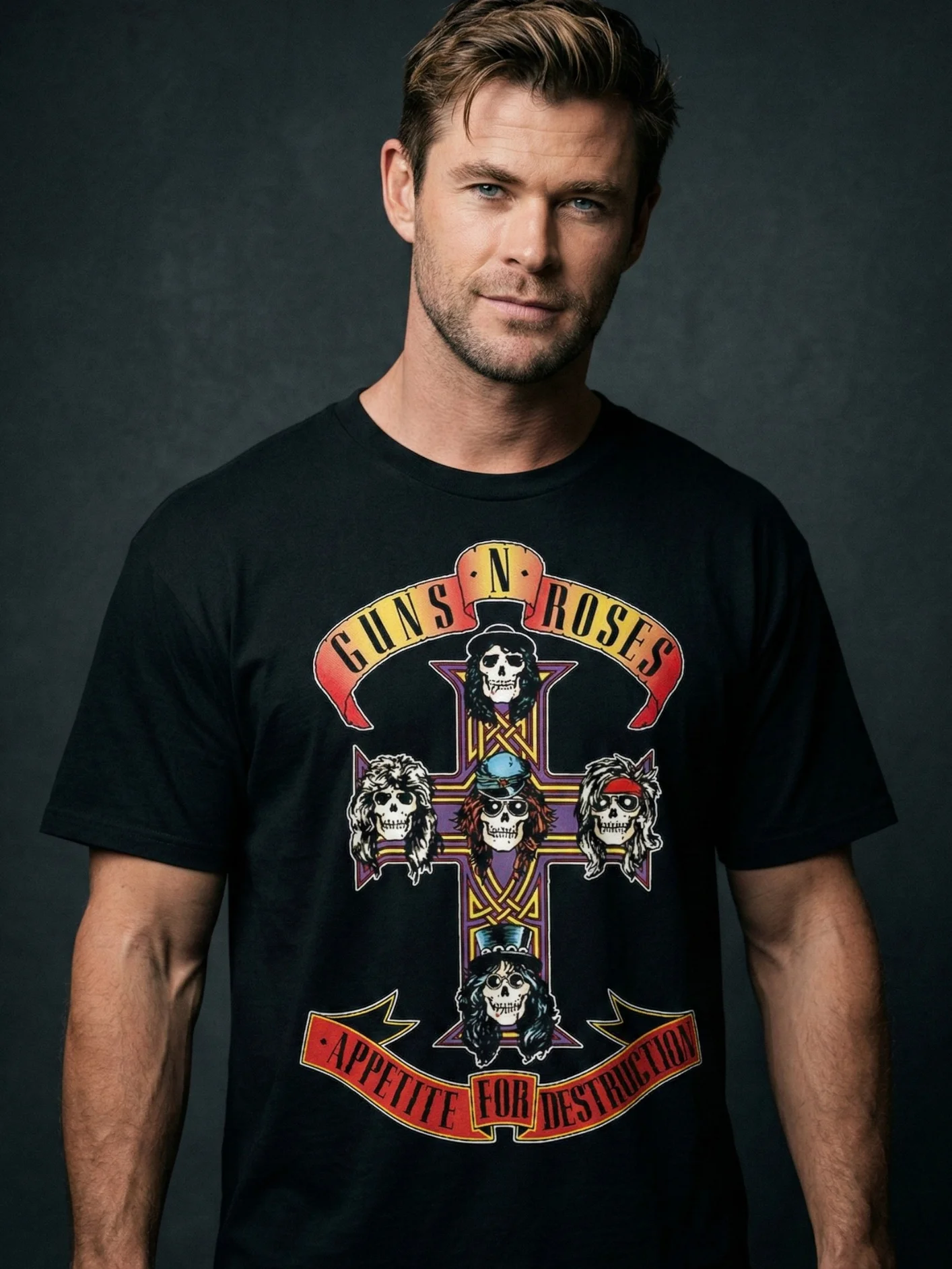 Guns N Roses Appetite For Destruction T-Shirt Skull Cross | Black Vintage 1987 Hard Rock Graphic Tee | Classic Rock Collector Shirt product image (1)