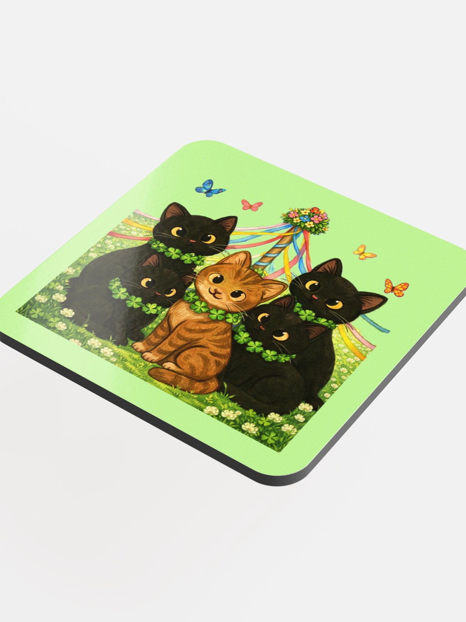 Cat brigade spring Cork Coaster product image (4)