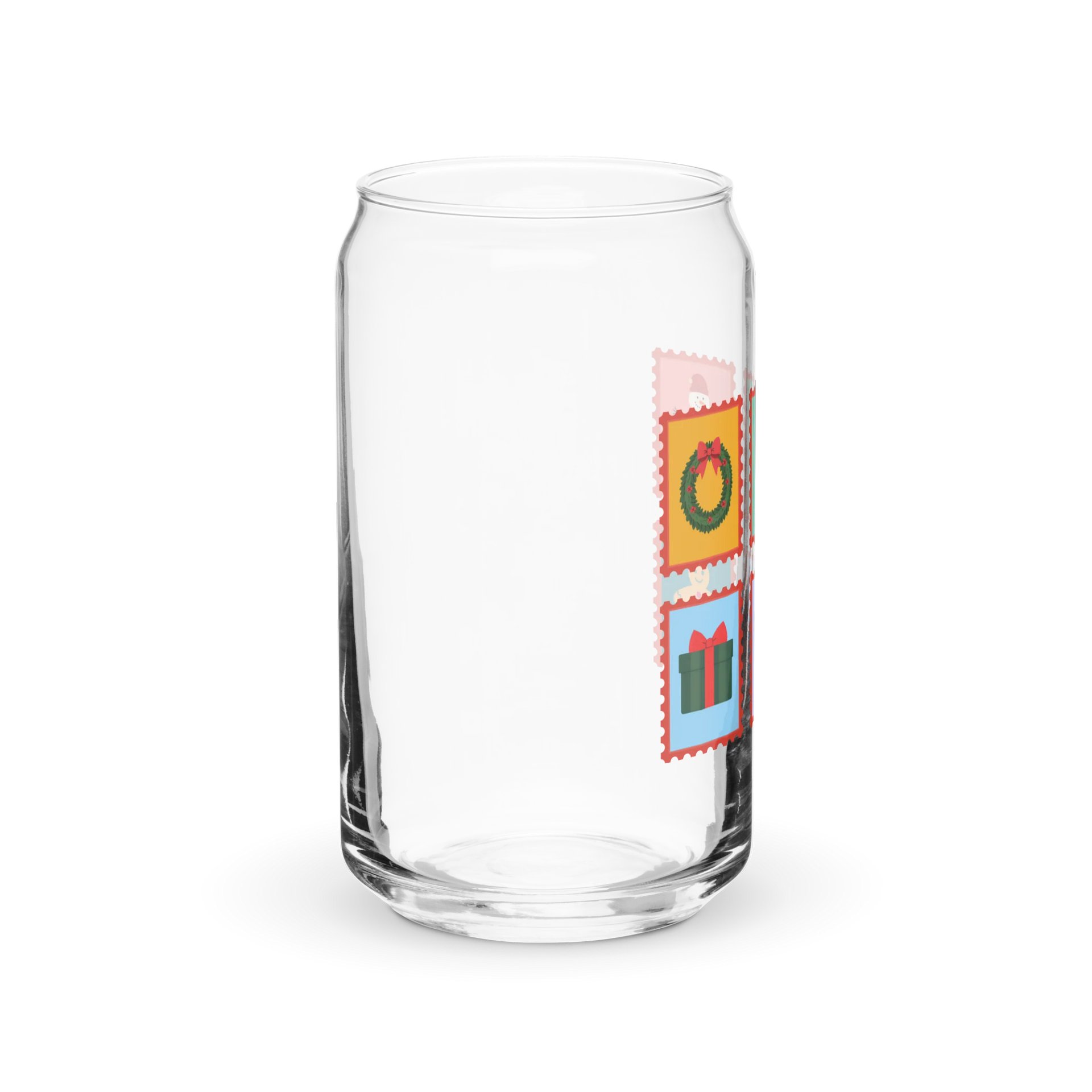 Christmas Stamps Can-Shaped Glass, Christmas iced coffee glass product image (4)