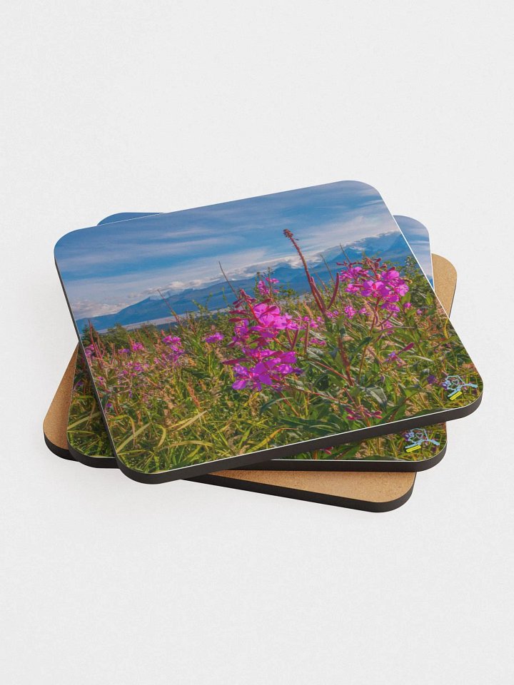 Delta River Fireweed Gloss Cork Coasters product image (1)