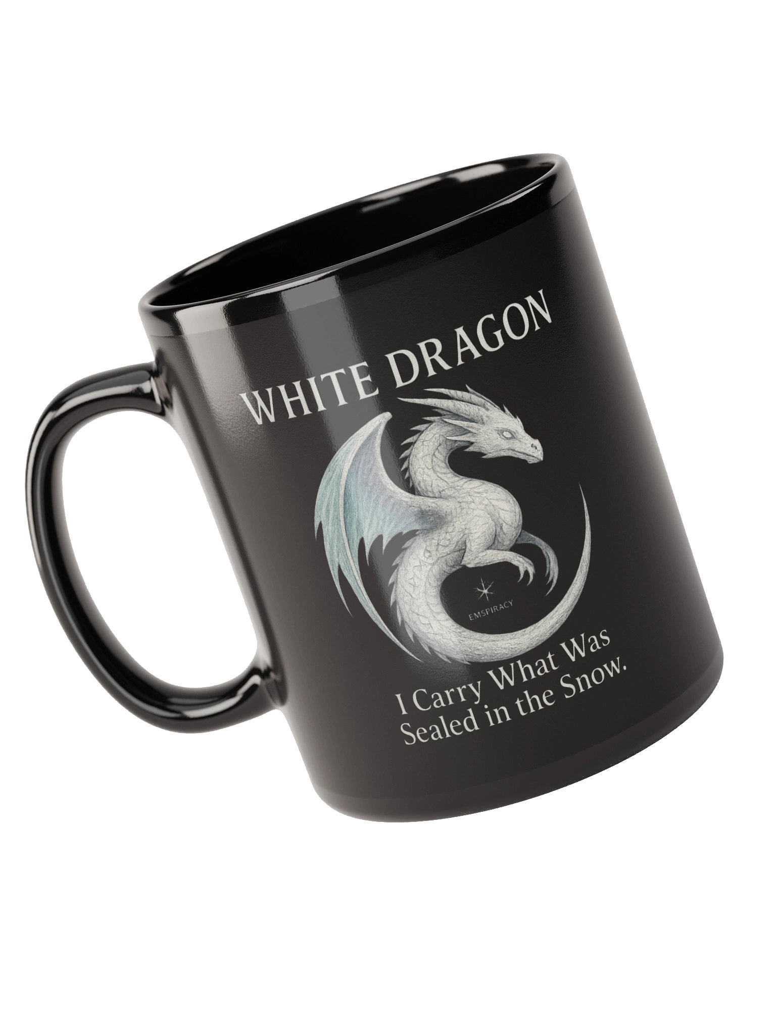 🐉 White Dragon Glossy Black Mug – Emspiracy Edition 🐉 product image (5)