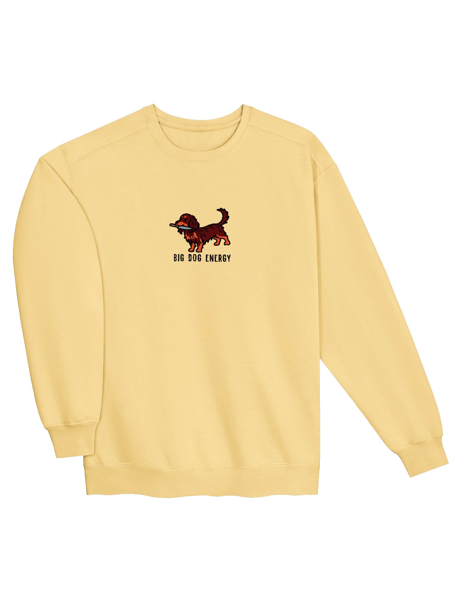 Big Dog Energy Funny Chibi-Style Embroidered Premium Sweatshirt for Longhaired Dachshund(Red & Tan) Owners product image (43)