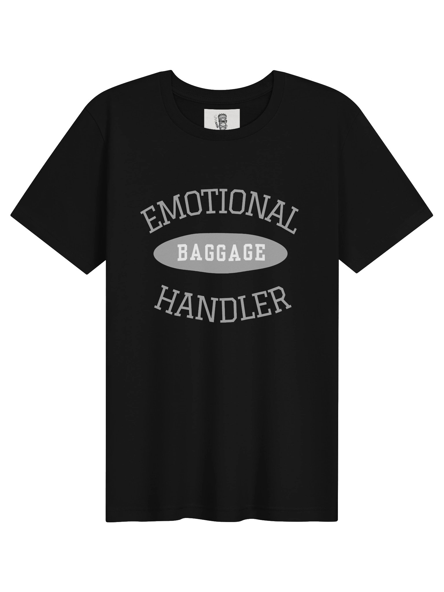 Emotional Baggage Handler T-Shirt - Gray and White Varsity Style product image (2)