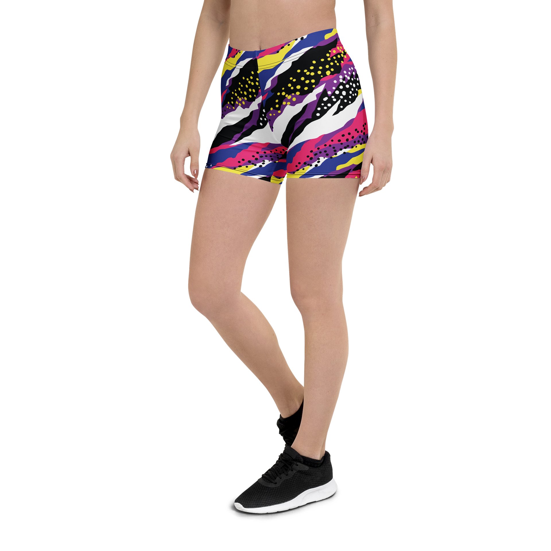 Retro 90s Cyber-Pop Waves | Vibrant All-Over Print Shorts product image (5)
