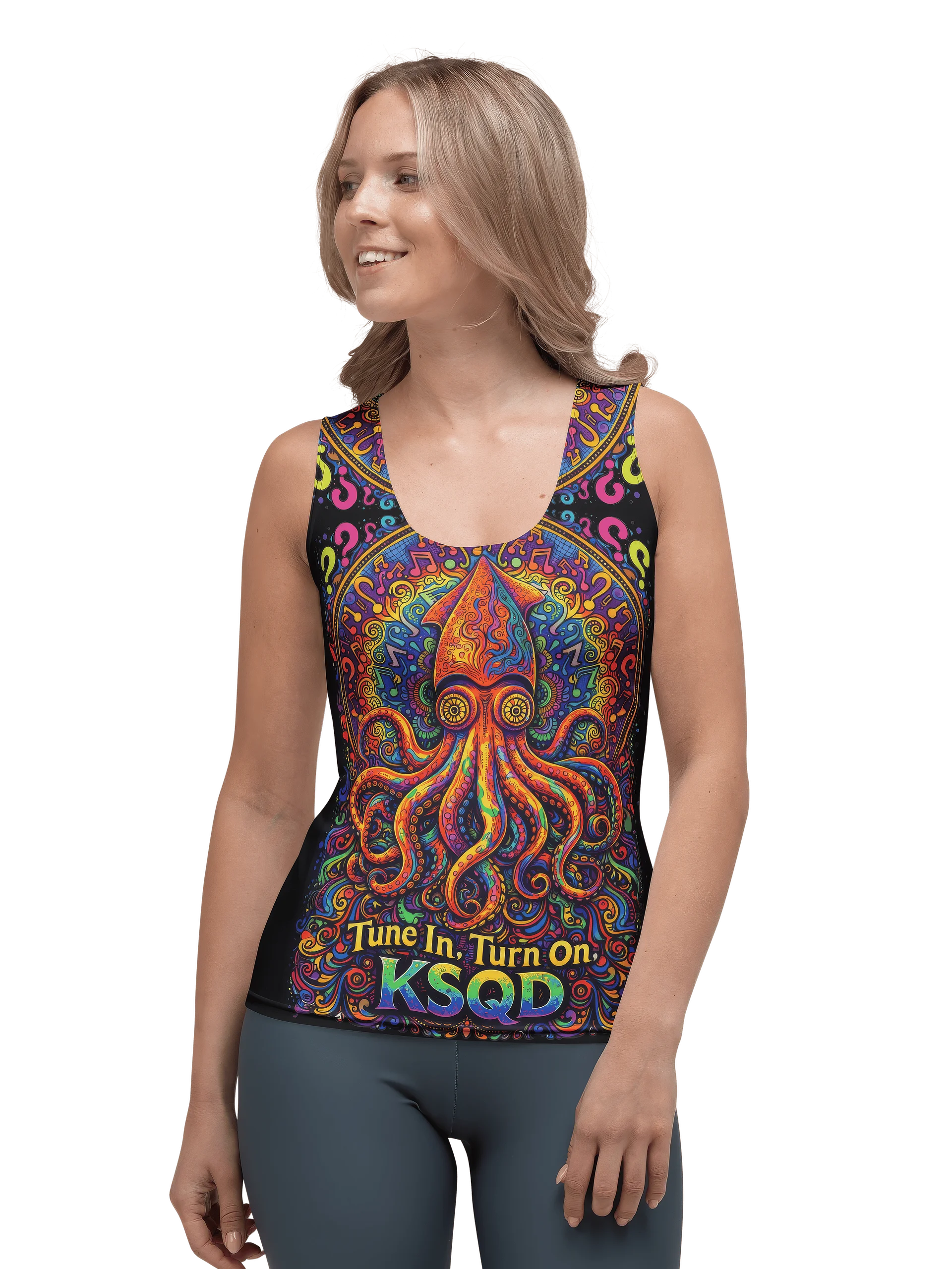 KSQD Psychedelic Squid Women’s Tank Top – “Tune In. Turn On.” Edition (Multicolor) product image (1)