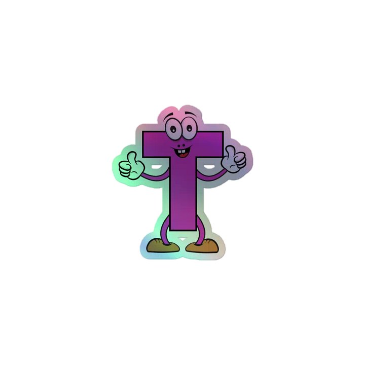 T Letter Cartoon Character Holographic Sticker product image (1)