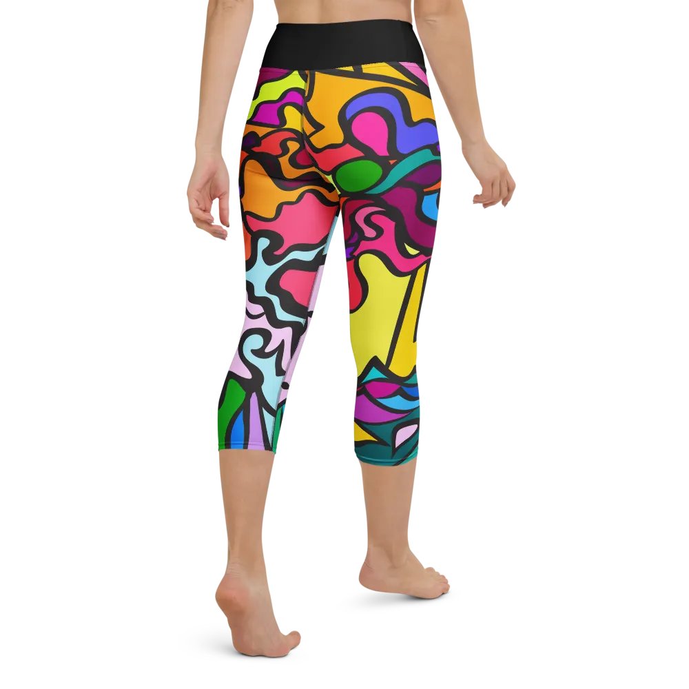 Vibrant Swirl All-Over Yoga Capri Leggings - Wave at Sunset product image (3)