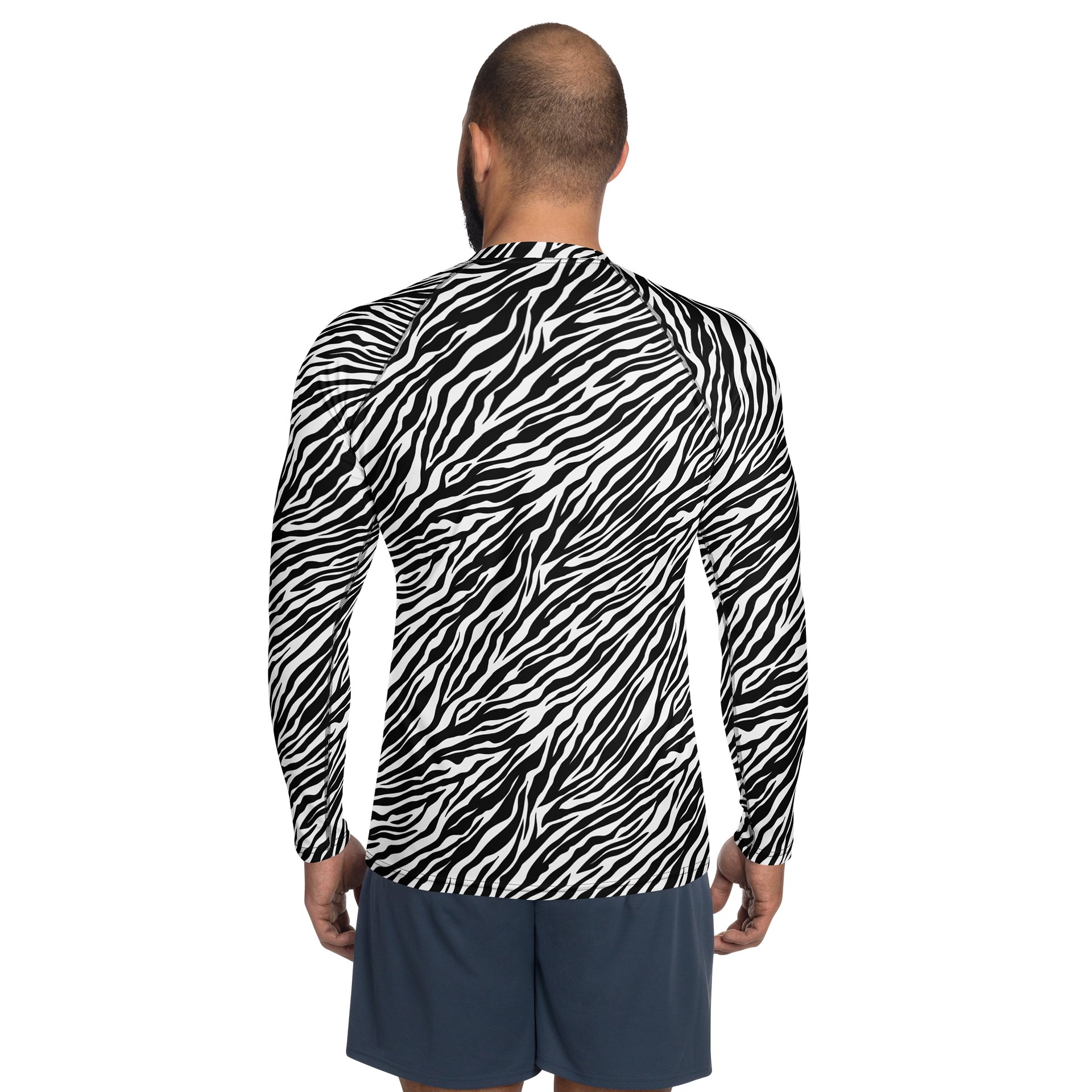 Zebra Stripes Men’s Rash Guard Athletic Swim Shirt Surfwear product image (2)