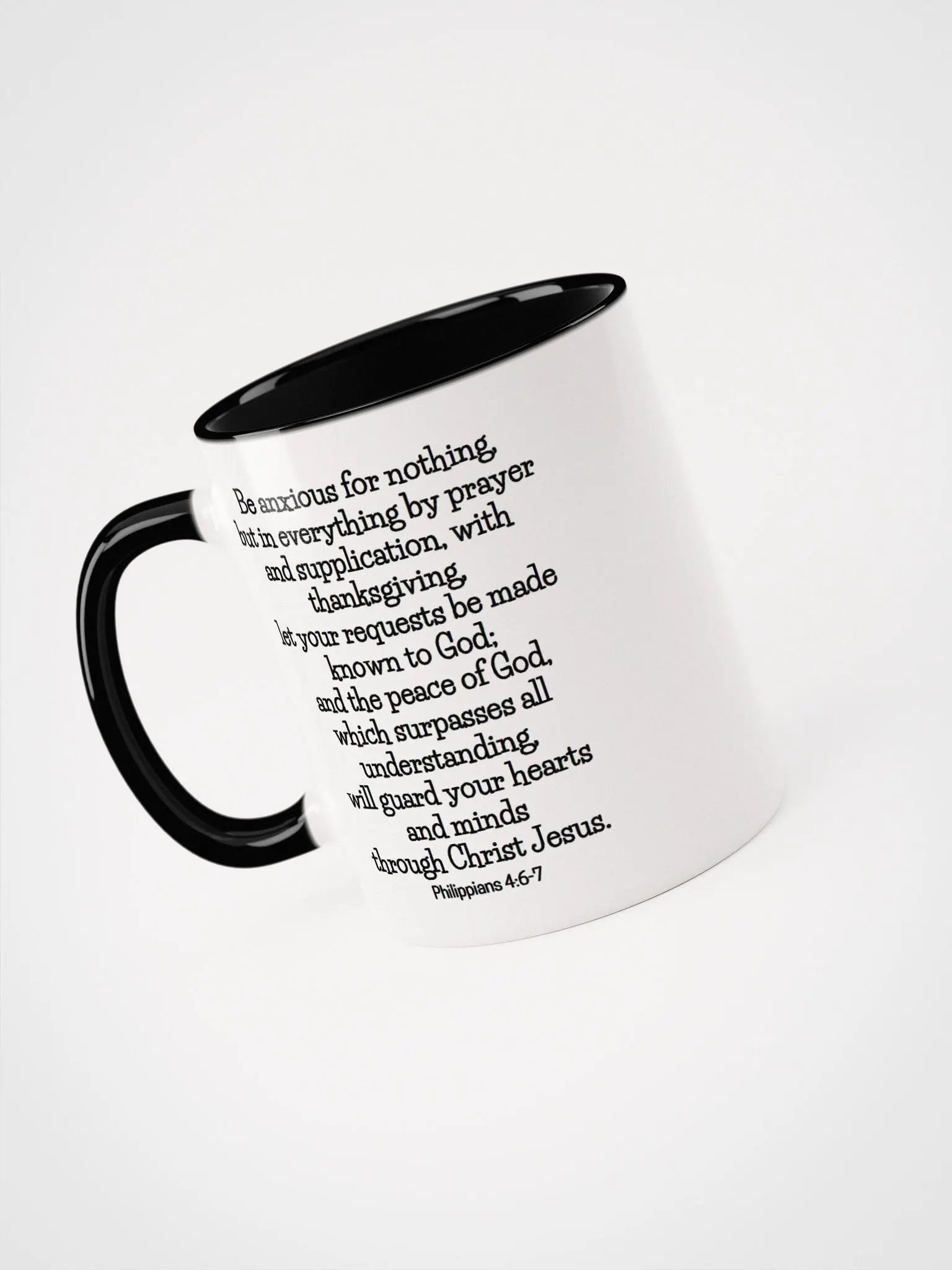 Be Anxious For Nothing But In Everything By Prayer Philippians 4:6-7 Two-Tone Mug 11/15oz product image (3)