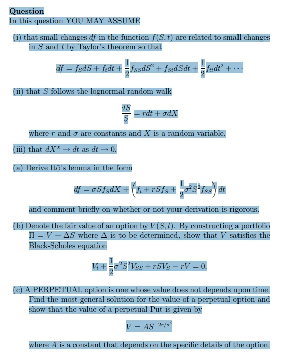 TD - Itos lemma, Black-Scholes equation and a perpetual option product image (1)