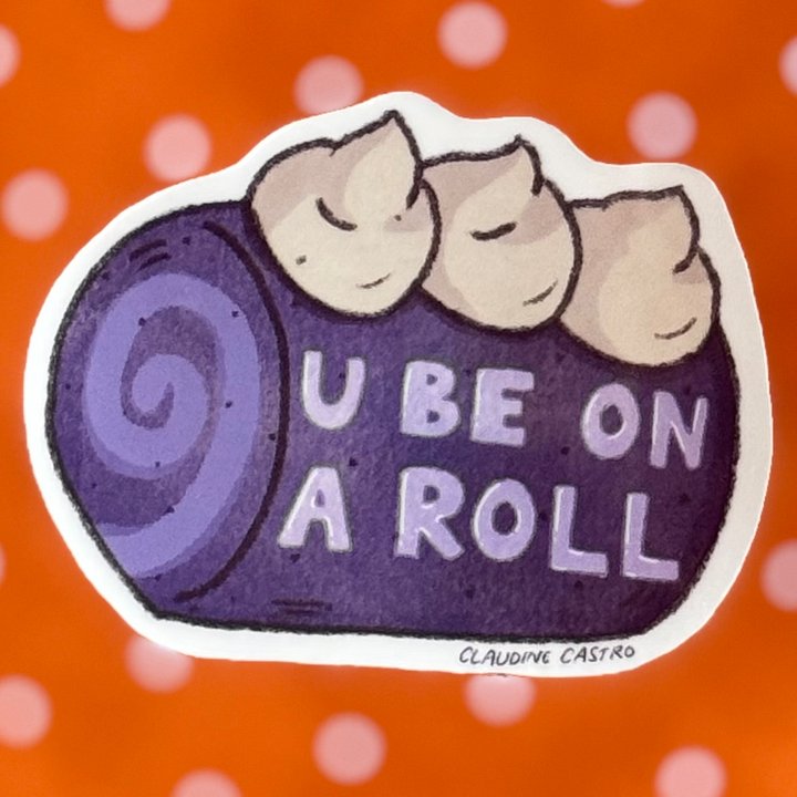 U be on a roll Ube Cake Roll Waterproof Vinyl Sticker product image (2)