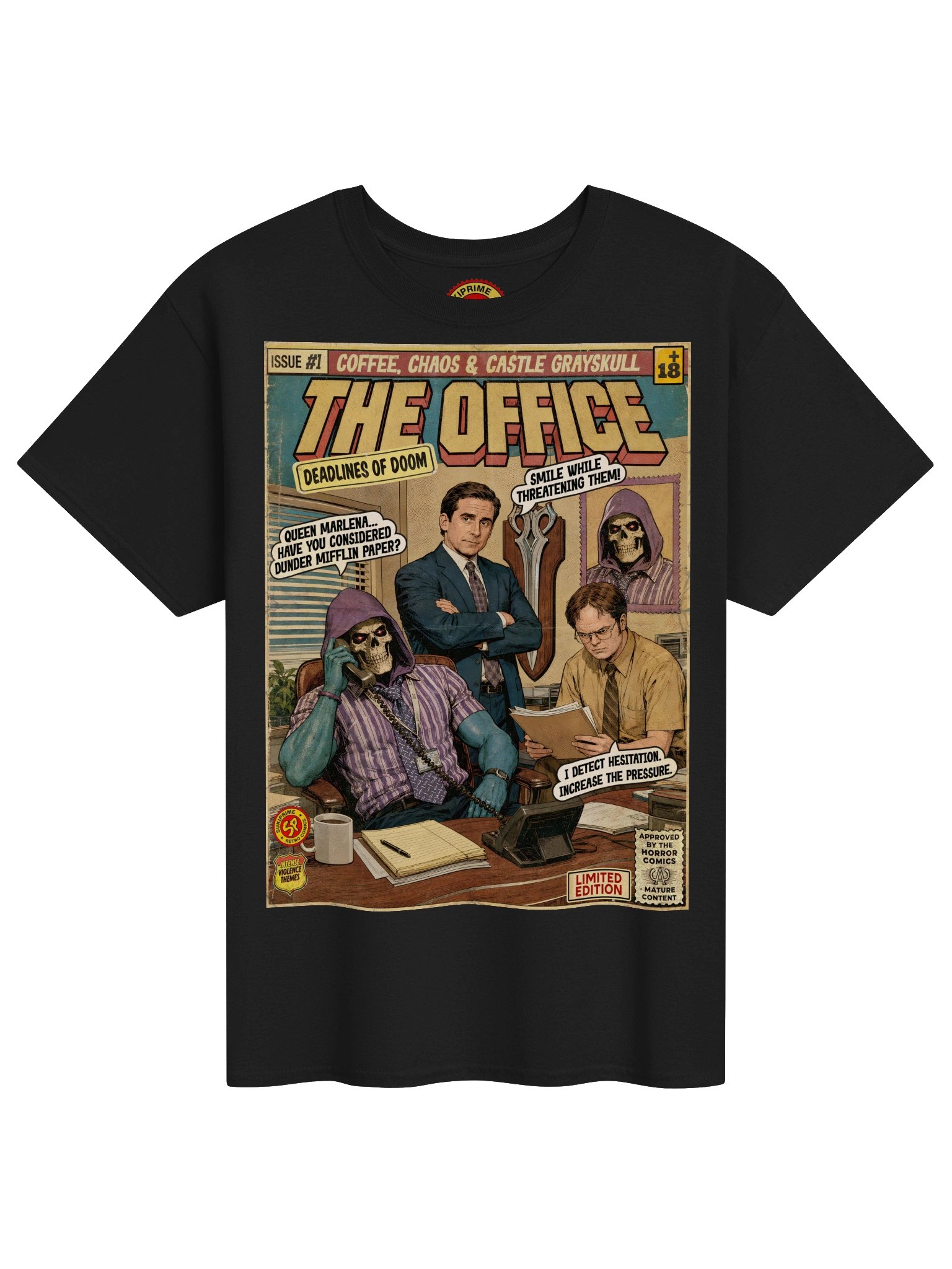 Skeletor Vs. The Office Comic Art Gaming T-Shirt product image (1)