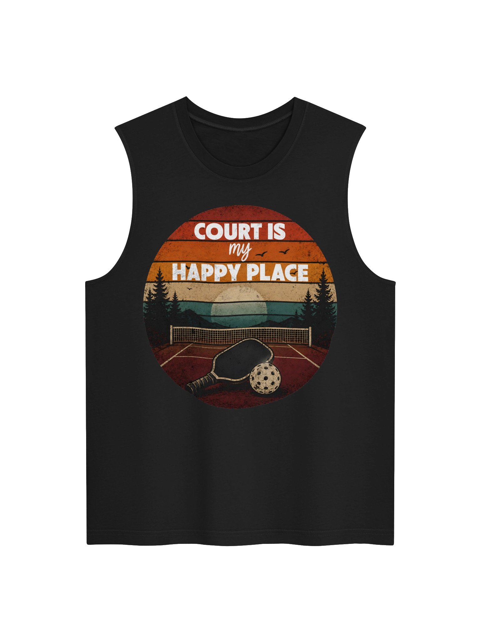 Court Is My Happy Place Pickleball Tank Top – Funny Pickleball Tank Top product image (2)