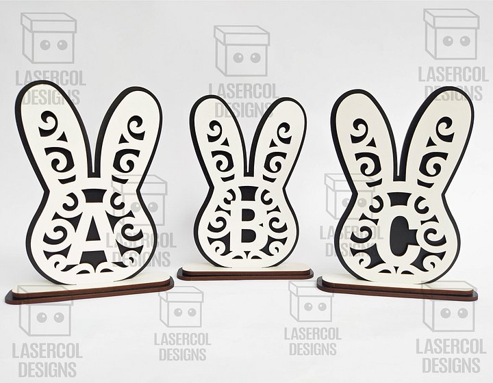 Easter Bunny Monogram Set 3 (3 Sizes) - Laser Cut Files product image (2)