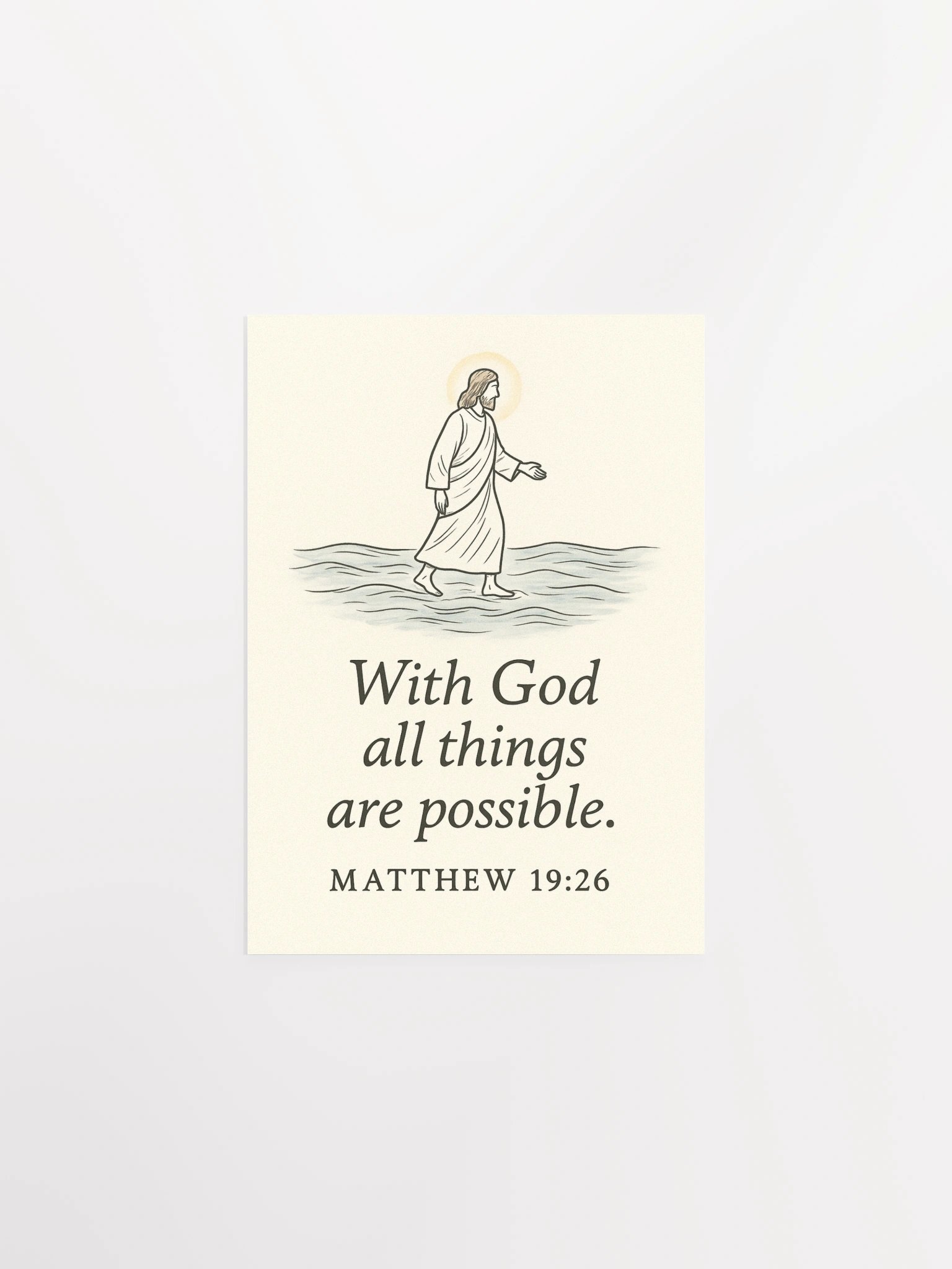 Matthew 19:26 Christian Poster – With God All Things Are Possible Scripture Wall Art product image (1)