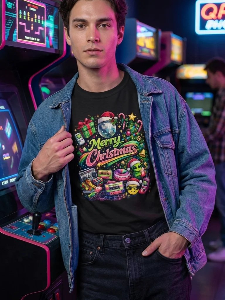 Merry Christmas Neon Retro Disco Tee product image (1)