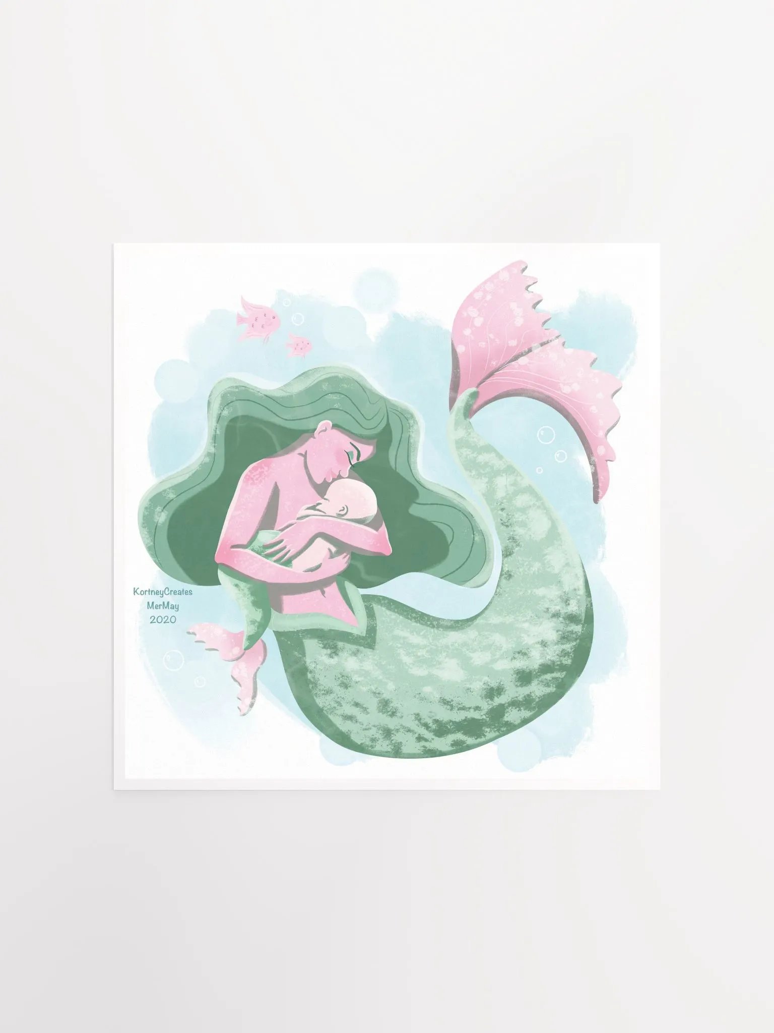 Mother and Baby Mermaids Art Print product image (1)