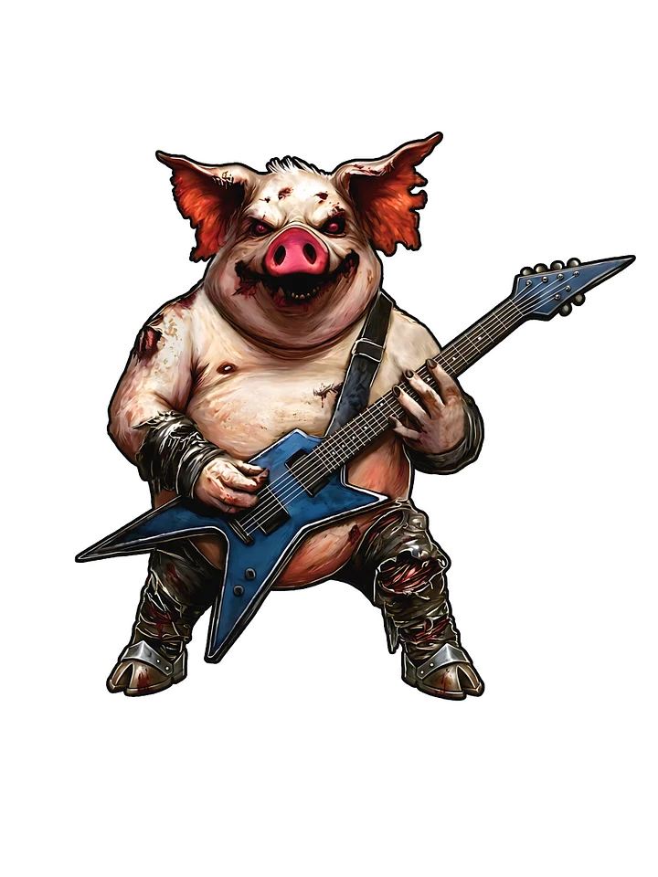 Metal Guitarist Pig Die Cut Sticker product image (1)