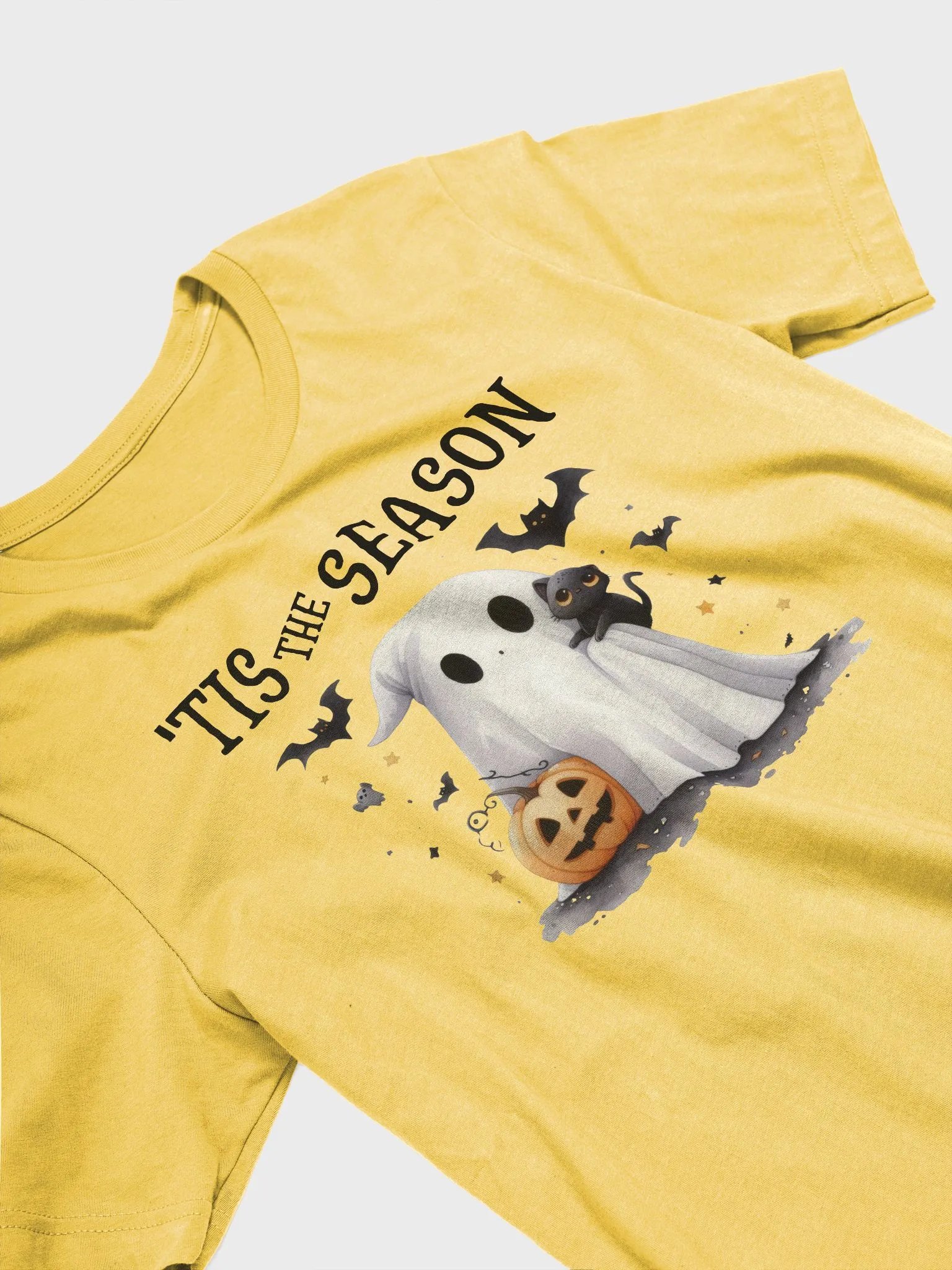 Cute Ghost & Black Cat Halloween T-Shirt product image (4)
