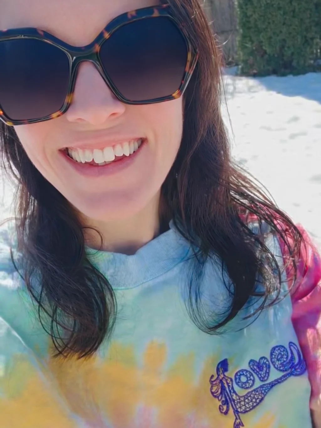 Mermaid Love | Embroidered Oversized Tie-Dye Tee | Color: Sherbet Rainbow product image (3)