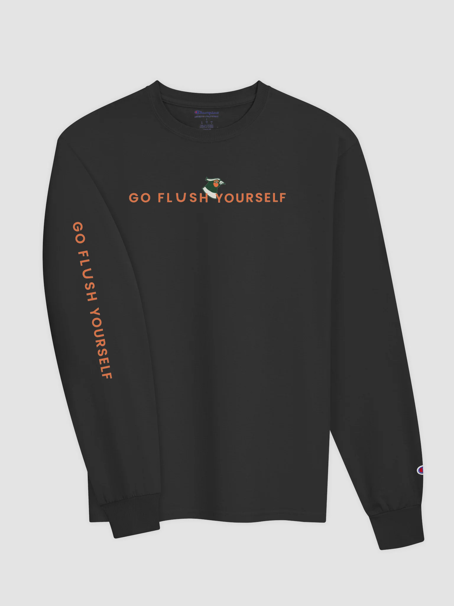 Go Flush Yourself Champion Long Sleeve Tee (dark mode) product image (3)